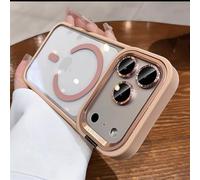 HTXONB Funda con Soporte magnético para Lente de teléfono para iPhone 17, 16, 15, 14, 13, 12 Pro MAX, 14, 15, 16 Plus, 17 Air, con Carga inalámbrica, Color Rosa, para iPhone 16 Pro MAX