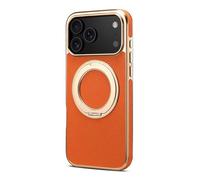 HTXONB Funda de Cuero con Anillo magnético Invisible para iPhone 17, 16, 15, 14, 13 Pro MAX, 17 Air, Carga inalámbrica, antigolpes, Color Naranja, para iPhone 16 Pro