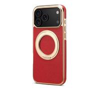 HTXONB Funda de Cuero con Anillo magnético Invisible para iPhone 17, 16, 15, 14, 13 Pro MAX y 17 Air, con Carga inalámbrica y antigolpes, Color Rojo, para iPhone 16 Pro MAX