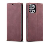 HTXONB Funda de Cuero con Tapa y Tarjetero para iPhone 17, 16, 15, 14, 13, 12 Pro MAX, 17 Air, 14, 15, 16 Plus, con Cierre magnético, a Prueba de Golpes, Color Rojo, para iPhone 12 Pro