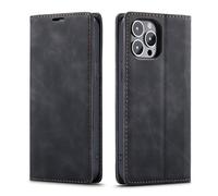 HTXONB Funda de Cuero con Tapa y Tarjetero para iPhone 17, 16, 15, 14, 13, 12 Pro MAX, 17 Air, 14, 15, 16 Plus, con Cierre magnético, antigolpes, Color Negro, para iPhone 13 Pro MAX