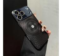 HTXONB Funda magnética antigolpes con Textura de Lichi y Ventana Grande para iPhone 17 Pro MAX 17 Air con Carga inalámbrica, Color Negro