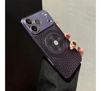 HTXONB Funda magnética antigolpes con Textura de Lichi y Ventana Grande para iPhone 17 Pro MAX y 17 Air, con Carga inalámbrica, Color Morado.