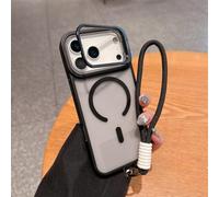 HTXONB Funda magnética antigolpes esmerilada para iPhone 17, 16, 15, 14, 13, 12 Pro MAX, 17 Air, 16, 15, 14 Plus, con Soporte de Metal y cordón, Color Negro, para iPhone 14 Pro MAX