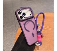 HTXONB Funda magnética antigolpes esmerilada para iPhone 17, 16, 15, 14, 13, 12 Pro MAX, 17 Air, 16, 15, 14 Plus, con Soporte de Metal y cordón, Color Morado, para iPhone 14 Plus