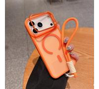 HTXONB Funda magnética antigolpes esmerilada para iPhone 17, 16, 15, 14, 13, 12 Pro MAX, 17 Air, 16, 15, 14 Plus, con Soporte metálico y cordón, Color Naranja, para iPhone 17 Pro MAX