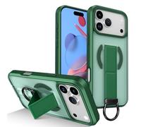 HTXONB Funda magnética de PC con Soporte Plegable y Anillo para iPhone 17, 16, 15, 14, 13 Pro MAX, 17 Air, 16, 15, 14 Plus, con Carga inalámbrica, Color Verde, para iPhone 16 Plus