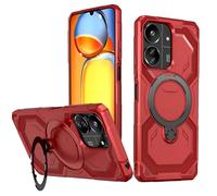 HTXWXJC Funda para Redmi 13C, Xiaomi Poco C65, XiaoMi Poco M6 5G, soporte magnético integrado para coche, a prueba de golpes, funda protectora de TPU para Xiaomi Redmi 13C, color rojo