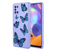 HTXWXJC Funda para Samsung Galaxy A31, SM-A315F/DS, a prueba de golpes, flexible, TPU, suave, patrón de mariposa, para Samsung Galaxy A31, mariposa morada