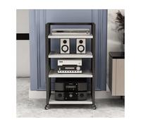 HTYUKFDG 4 Tier Audio Rack Cabinet Wooden Stereo Stand with Wheels Home Theater AV Media Stand DVD Record Player Rack for Office Studio(Weiß)