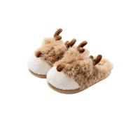 HTYUKFDG Bonitas pantuflas de peluche de alce con forma de reno, for el hogar, festivas y divertidas, for Navidad, for mujeres y hombres.(Bruin,43 EU)