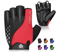 HTZPLOO Guantes de bicicleta Guantes de ciclismo para hombres y mujeres con almohadilla antideslizante que absorbe los golpes, peso ligero, ajuste agradable, guantes de bicicleta de medio dedo (rojo, XL)