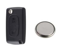 HU83 CE0523 - Carcasa para Llave Compatible con Peugeot 107 207 307 308 407 2 Botones CE0523 HU83 Hoja con rayadura Pila sobre Circuito Impreso + 1 Pila CR1620 Litio 3V