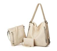 HUA ANGEL Bolso de hombro Set de 3 Bolsos Mujer Grande Tote (Convertible a Mochila) + Bandolera Móvil + Clutch in Cuero PU Multifuncional Bolso de mano para Viaje Trabajo Shopping Diario