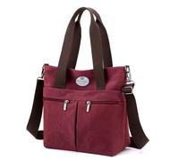 HUA ANGEL Bolso de Mano para Mujer Bolso Bandolera de Lona Grande Hobo con Múltiples Bolsillos con Asa Superior Bolsa Mamá De Trabajo Deporte Viaje Shopping Universidad