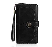 HUA ANGEL Cartera Larga de Embrague para Mujer de Cuero PU Gran Capacidad con Cremallera Monedero de Pulsera con Múltiples Ranuras para Tarjetas de Crédito y Billetes de Efectivo