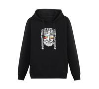 HUA JIAO MOPIAN Wil-Lie Nel-Son Men's Pullover Hoodies Unisex Cotton Hip Hop Print Sweatshirts Black XL