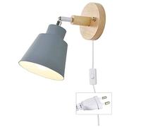HUA5D Apliques Pared Dormitorio Con Enchufe E Interruptor Gris, Lámpara De Pared Vintage Retro E27 Interior Modernos, Apliques Para Lectura En Interiores Focos