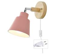 HUA5D Apliques Pared Dormitorio Con Enchufe E Interruptor Rosado,Lámpara De Pared Vintage Retro E27 Interior Modernos,Apliques Para Lectura En Interiores Focos Lámparas De Pared