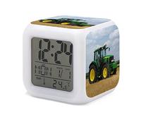 HUA5D Reloj Despertador Digital Niños con Luz Nocturna,Tema Tractor Niño Niña Junto A La Cama Reloj Despertador,Wake Up Light con Cambio De 7 Colores,con Fecha Calendario Temperatura,A33