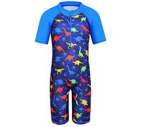 Huaaniue - Traje de baño para niños, 1 unidad, antirrayos UV UPF 50+ niños y niños, traje de baño con cremallera de manga corta de 2 a 10 años, S245-dinosaurio Azul Marino, 6-7 años
