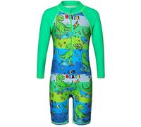 Huaaniue - Traje de baño para niños, 1 unidad, antirrayos UV UPF 50+ niños y niños, traje de baño con cremallera de manga larga de 2 a 14 años, S469-dinosaurio verde, 4-5 años
