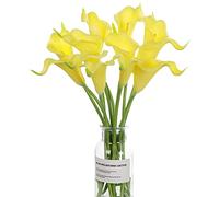 huaao 12pcs Lirios de Cala Flores Artificiales Amarillo en Latex, Ramos Flores Falsos Realista Decoración de Aniversario, Matrimonio, Boda, Fiesta, Oficina, Arreglos Florales, Bouquets Flor Nupcial