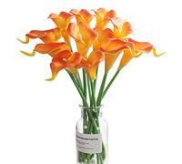 huaao 12pcs Lirios de Cala Flores Artificiales en Latex, Flores Falsos Realista Decoración Aniversario, Matrimonio, Boda, Hogar, Fiesta, Oficina, Arreglos Florales, Bouquets Flor Nupcial, Naranja