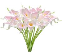 huaao 12pcs Lirios de Cala Flores Artificiales Rosa en Latex, Ramos Flores Falsos Realista Decoración de Aniversario, Matrimonio, Boda, Fiesta, Oficina, Arreglos Florales, Bouquets Flor Nupcial