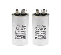 HUABAN 2 Piezas 16 uF Condensador de arranque CBB65 450V 50/60Hz Carcasa de aluminio para aire acondicionado