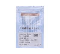 HUABAN 20PCS 1N4148 Diodos de conmutación rápidos de señal pequeña Axial de alta velocidad 200mA 100V DO-35 (DO-204AH) 4148200 mA 100 Voltios