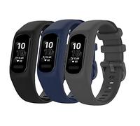 Huabao Correa Compatible con Garmin vivosmart 5,Ajustable Silicona Deportiva Band Repuesto Pulsera para Garmin vivosmart 5 (S, Negro + Azul Oscuro + Gris Oscuro)