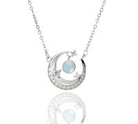 HUACAI Diary Collar de plata de ley 925 con piedra lunar para mujer - Cadena perfecta para citas románticas, fiestas y uso diario - Juego de joyas de regalo, Normal, Plata de ley, Piedra lunar