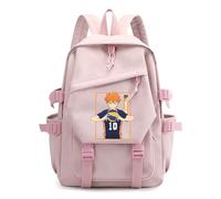 Huacaiyu Anime Haikyuu Mochila Casual Mochila Personalidad Bolsos Escolares Casual Daypacks con Hinata Shoyo para Unisex, Karasuno Cosplay Impermeable y Ligera con estampado Bolsas Escolares Negro