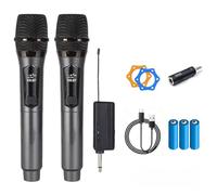 HUACAM Micrófono inalámbrico de karaoke, micrófono de mano con batería de 8 horas con receptor de recarga y adaptador de 3.5 mm, color gris, para cantar, fiestas, entretenimiento de música en casa