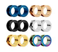 Huacan - Dilatadores de oreja, tipo túnel, 12 unidades, 6 mm, acero inoxidable, doble acampanado, atornillado, para piercing corporal, 10mm, Acero inoxidable, Sin piedra preciosa