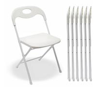 Huacan Juego de 6 sillas plegables, color blanco, soporta hasta 158 kg, silla plegable adecuada para hombres, mujeres, oficina, casa