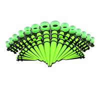 Huacan Kit de 50 piezas de estiramiento de oreja, joyería de piercing corporal, dilatadores acrílicos con doble junta tórica, dilatadores y tapones acrílicos de 14G-00G, kit cónico, kit de