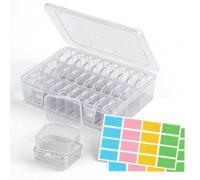 HuaCommerce 30 Piezas Cajas pequeñas de almacenamiento de plástico transparente, 5,5x5,5x2 cm con tapa abisagrada + 2 etiquetas, organizador multiusos para el hogar, oficina y manualidades