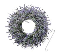 Huadanbor Corona de 24 Pulgadas, Coronas de Invierno, Corona de Lavanda Artificial para Puerta Delantera, con Colgador de Corona de Bienvenida, para Primavera, Verano, otoño e Invierno, Interiores,