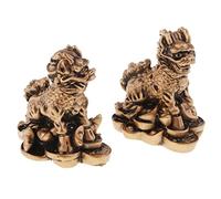 HuadaXtai 2 Piezas Estatua Qilin Figurilla Feng Shui Figura Decorativa Símbolo de Fortuna Mascota de Tienda en Resina Adecuada para Obsequios Hogares Sala de