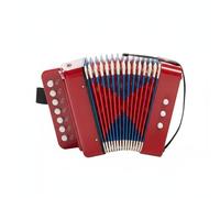 HuadaXtai Acordeón Infantil para Descubrir la Música con Siete Teclas Material Botones de Bajos Incluidos Adecuado para Lecciones Actividades Familiares Escuela, Rojo