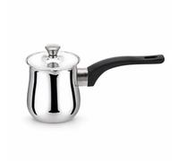HuadaXtai Cafetera Turca Tetera Lechera Cazo con Vaso de Acero Inoxidable para Calentar Leche Derretir Chocolate y Preparar Café Mango Largo Aislante Adecuada para Cocina Oficina Viajes, 720ml, 涨形