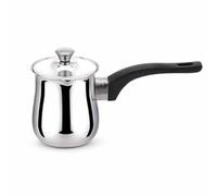 HuadaXtai Cafetera Turca Tetera Lechera Cazo con Vaso de Acero Inoxidable para Calentar Leche Derretir Chocolate y Preparar Café Mango Largo Aislante Adecuada para Cocina Oficina Viajes, 360ml, 涨形