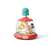 HuadaXtai Carrusel de Presión para Niños Juguete Giratorio Bebés Juguete de Mesa Juguete Interactivo Transparente Partes Cerradas Agarre Fácil para Manos, Rojo