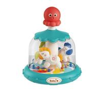 HuadaXtai Carrusel de Presión para Niños Juguete Giratorio Bebés Juguete de Mesa Juguete Interactivo Transparente Partes Cerradas Agarre Fácil para Manos, Azul