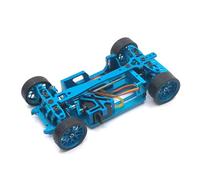 HuadaXtai Chasis de Coche de Derrape RC Chasis Bastidor Estructura Marco de Escala 1/28 con Servo Metálico de Base Lista para Motor Rodaje Optimizado para, Azul