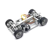 HuadaXtai Chasis de Coche de Derrape RC Chasis Bastidor Estructura Marco de Escala 1/28 con Servo Metálico de Base Lista para Motor Rodaje Optimizado para, Plateado
