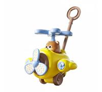 HuadaXtai Coche Empuje para Bebé con Diseño Avión y Animalito Colores con Ruedas Antislizantes y Absorbentes Impacto para Equilibrio y Exploración Acuado para Uso Diario, Amarillo, Estándar