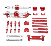 HuadaXtai Component Set Paquete de Piezas para Coche RC 1/12 Eje Amortiguador Engranaje Varillaje Aleación Metálica Firme Compatible con MN82 LC79 Mn82pro, Red